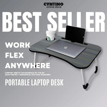Foldable Laptop Bed Desk with Cup & Phone Holder