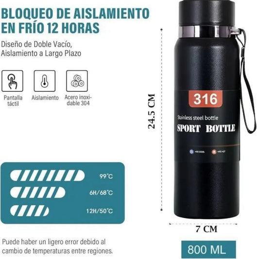 800ml Stainless Steel Water Bottle with LED Temperature Display – Hot & Cold Vacuum Insulated | 316 SUS Steel Flask Cyntinostore