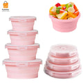pack of 2 Foldable Silicone Lunch Box Reusable Bento Container with Lid  Microwave & Dishwasher Safe Compact, Portable Meal Storage for School, Office, Travel Cyntinostore