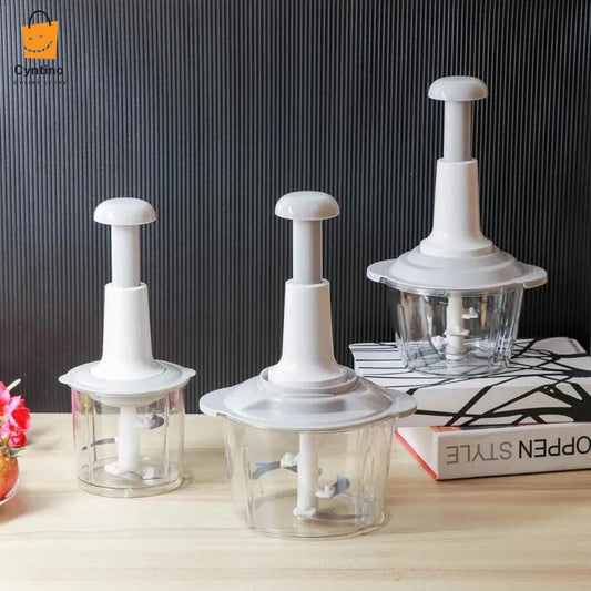 1500ML Manual Food Chopper Hand-Powered Vegetable Cutter with 3 Stainless Steel Blades Cyntinostore