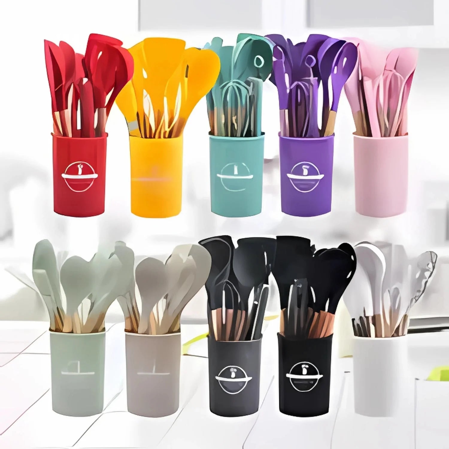 12-Piece Heat Resistant Silicone Kitchen Utensil Set with Wooden Handles xtreme china