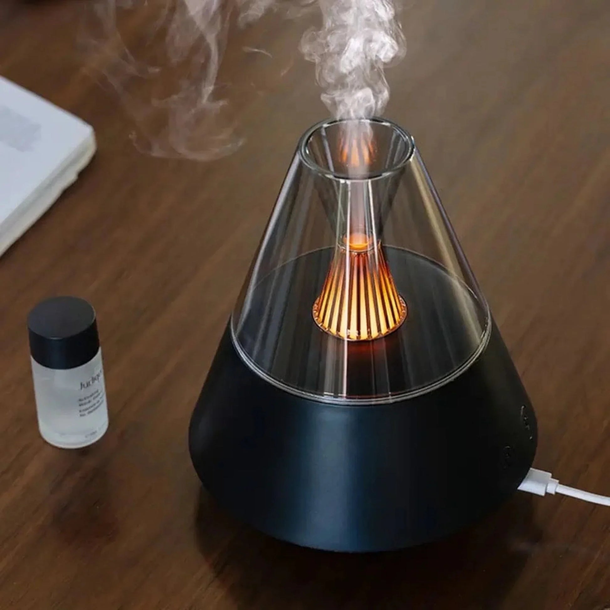 Volcano Room Diffuser USB Air Humidifier – 150ml Aromatherapy Cool Mist Maker with Remote &amp; Retro Light Cyntinostore