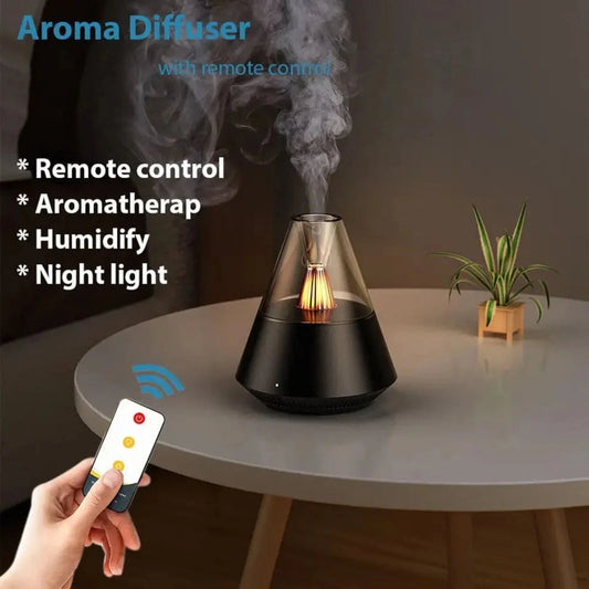 Volcano Room Diffuser USB Air Humidifier – 150ml Aromatherapy Cool Mist Maker with Remote &amp; Retro Light Cyntinostore