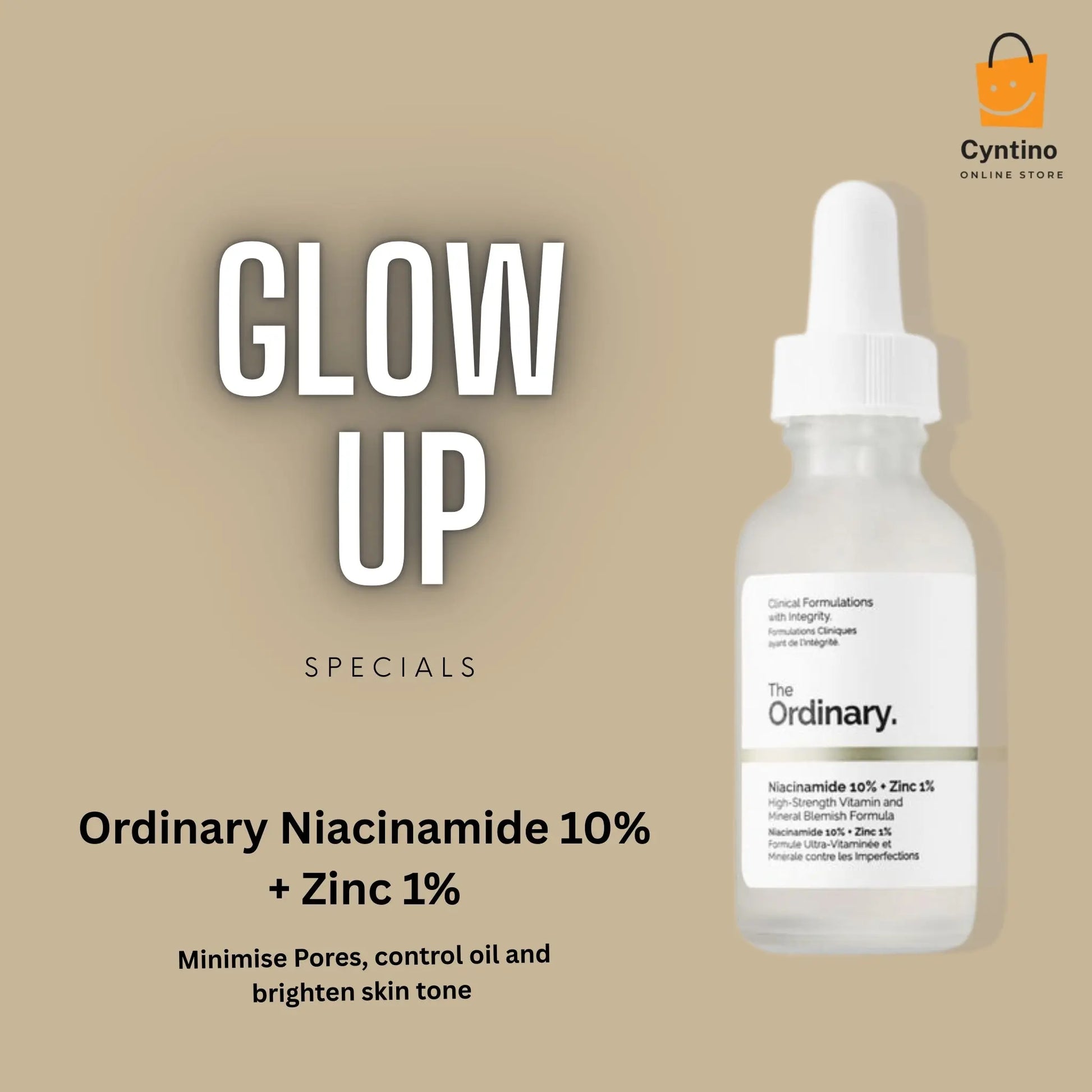 Ordinary Niacinamide 10% + Zinc 1%, Smoothing Serum for Blemish-Prone Skin Cyntinostore