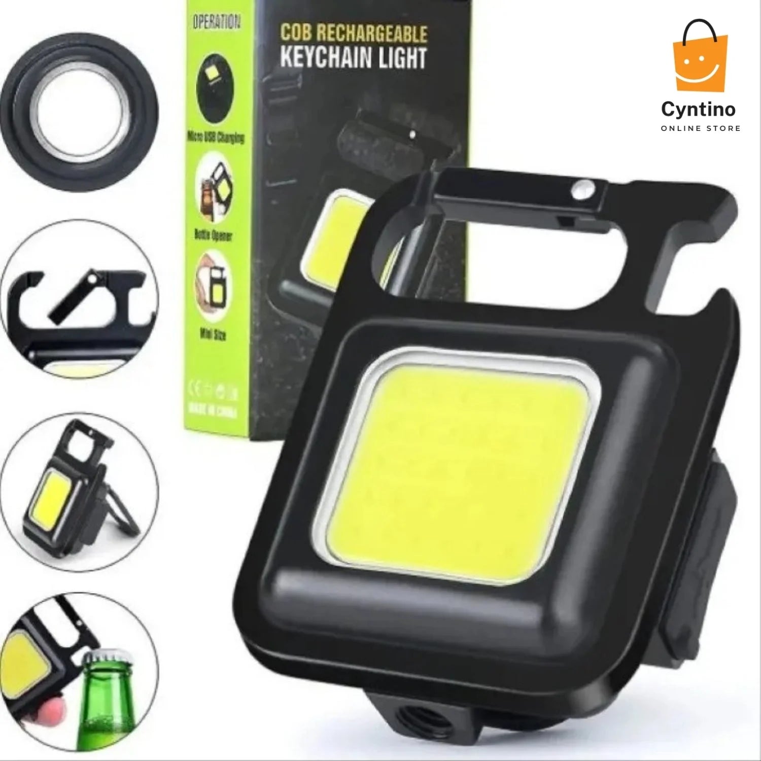 Keychain Flashlights USB Rechargeable, 360° Adjustable Pocket Torch with 4 Light Modes, Magnetic Base & Hook Compact LED Inspection Lamps for Camping Ar