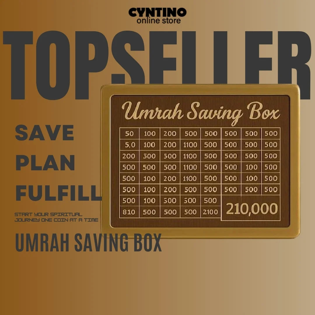 Wooden Umrah Saving Box 280‑Day Savings Plan