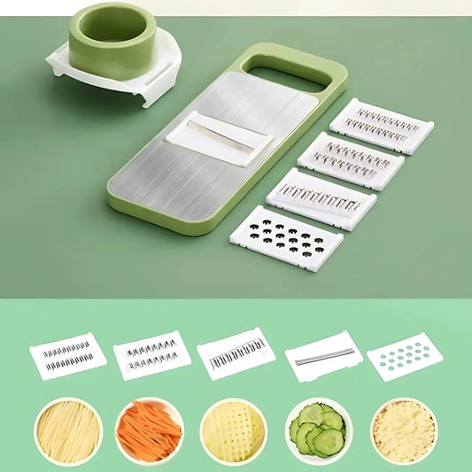 5-in-1 Stainless Steel Vegetable Cutter – Multifunctional Grater, Slicer, Shredder & Peeler Ar