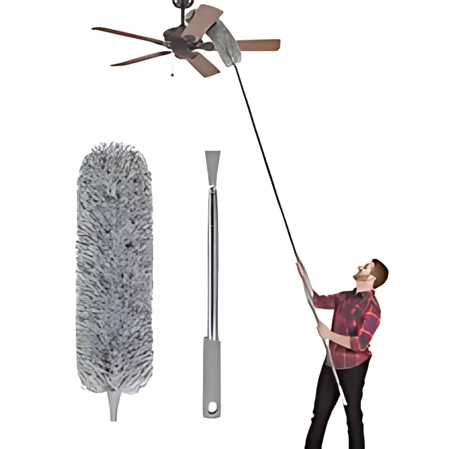 ceilling fan cleaning brush Microfiber Duster with Stainless Steel Extension Pole Cyntinostore