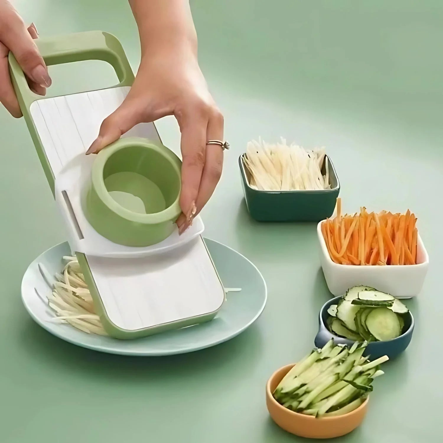 5-in-1 Stainless Steel Vegetable Cutter – Multifunctional Grater, Slicer, Shredder & Peeler Ar