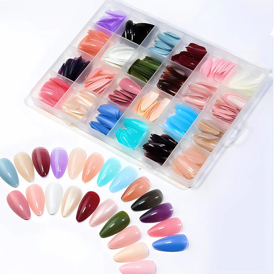 Colorful Fake Nails  Full Nail Box Set in Random Colors pak