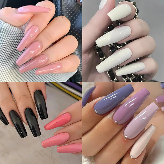 Colorful Fake Nails  Full Nail Box Set in Random Colors pak