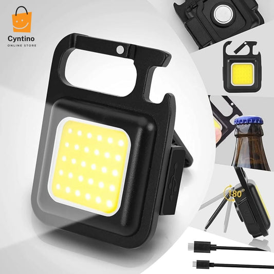 Keychain Flashlights USB Rechargeable, 360° Adjustable Pocket Torch with 4 Light Modes, Magnetic Base & Hook Compact LED Inspection Lamps for Camping Ar
