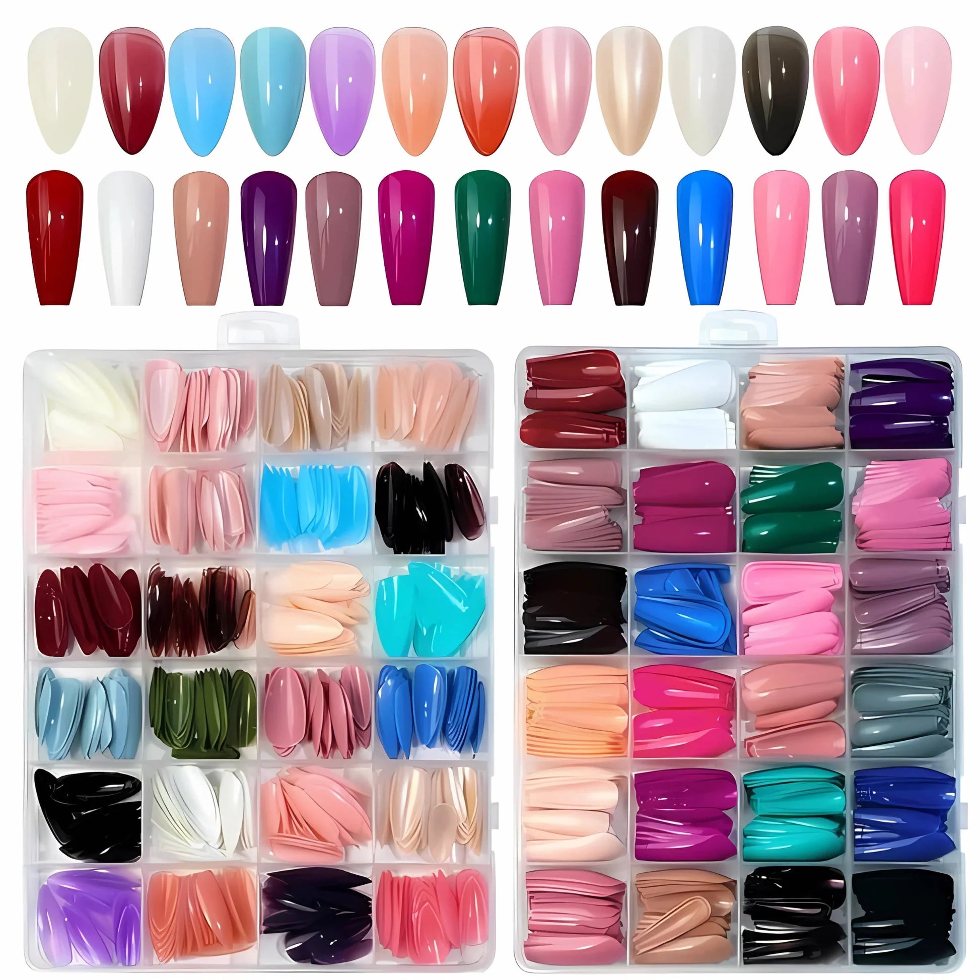 Colorful Fake Nails  Full Nail Box Set in Random Colors pak