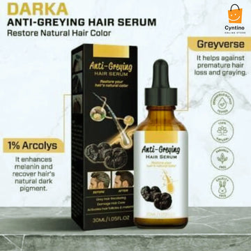 Natural Black Hair Solution Anti-Greying Hair Serum with Black Ganoderma Lucidum | Premium Glass Bottle Cyntinostore