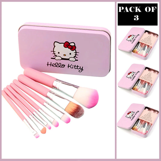 Hello Kitty Makeup Brush Kit Pack of 3 Cute 7PCS Brush Sets pak