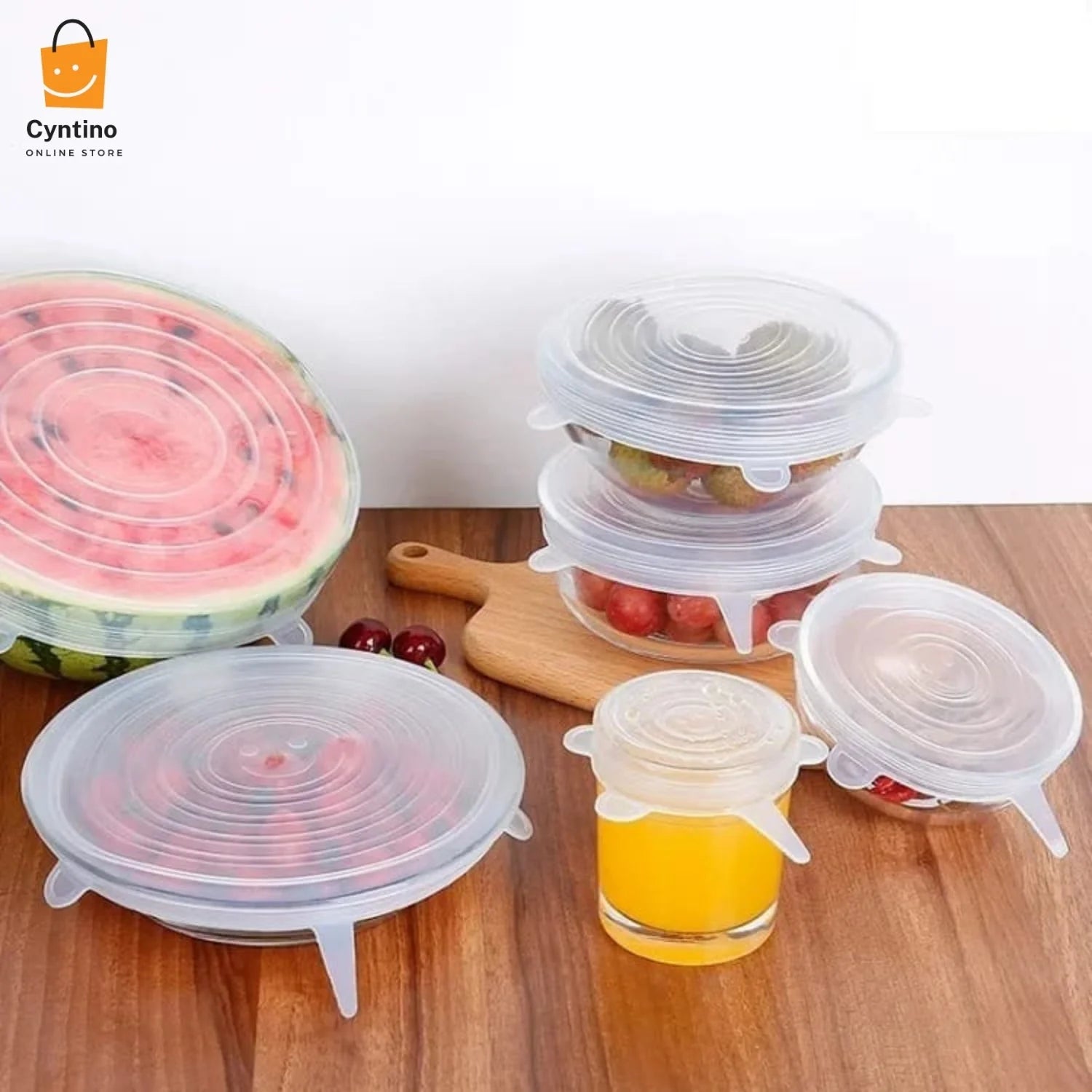 6pcs Reusable Silicone Stretch Lids Airtight, Flexible Food Covers for Bowls &amp; Containers Cyntinostore