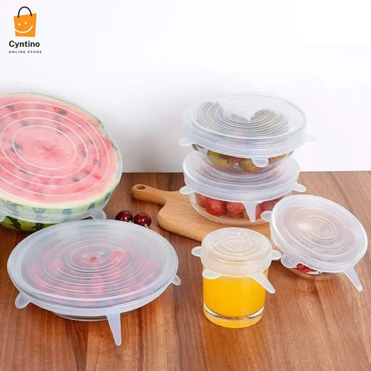 6pcs Reusable Silicone Stretch Lids Airtight, Flexible Food Covers for Bowls &amp; Containers Cyntinostore