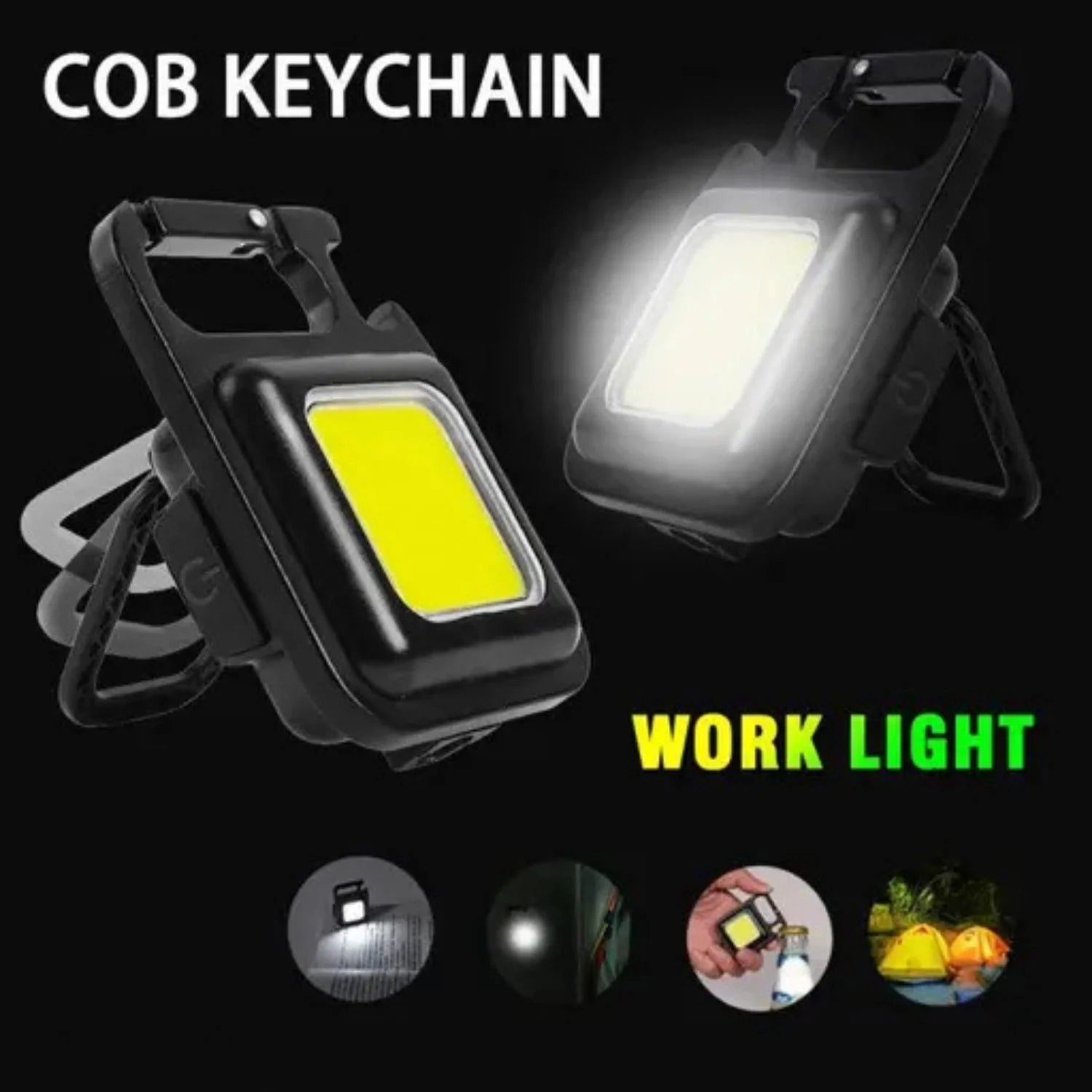 Keychain Flashlights USB Rechargeable, 360° Adjustable Pocket Torch with 4 Light Modes, Magnetic Base & Hook Compact LED Inspection Lamps for Camping Ar