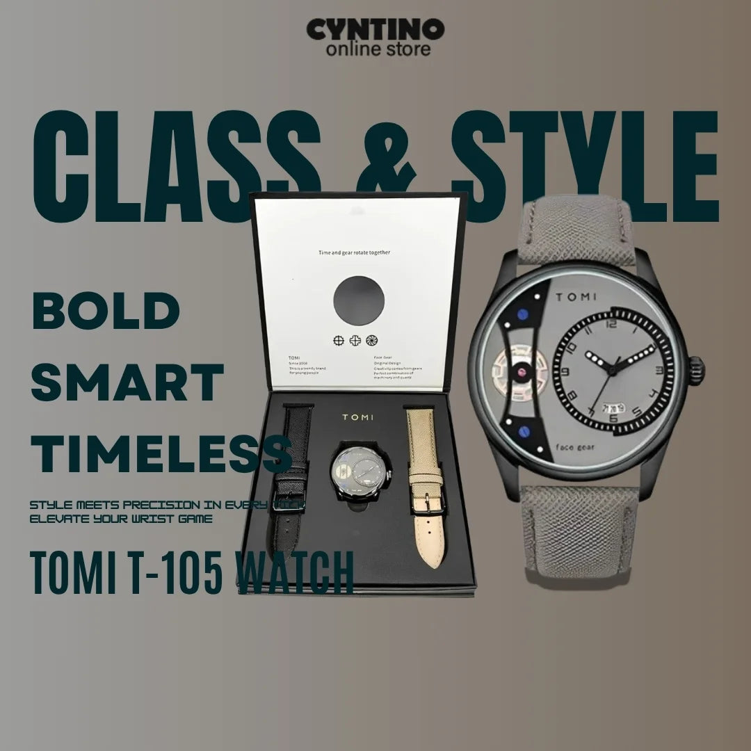 TOMI Face Gear Gentleman Dual-Strap Watch