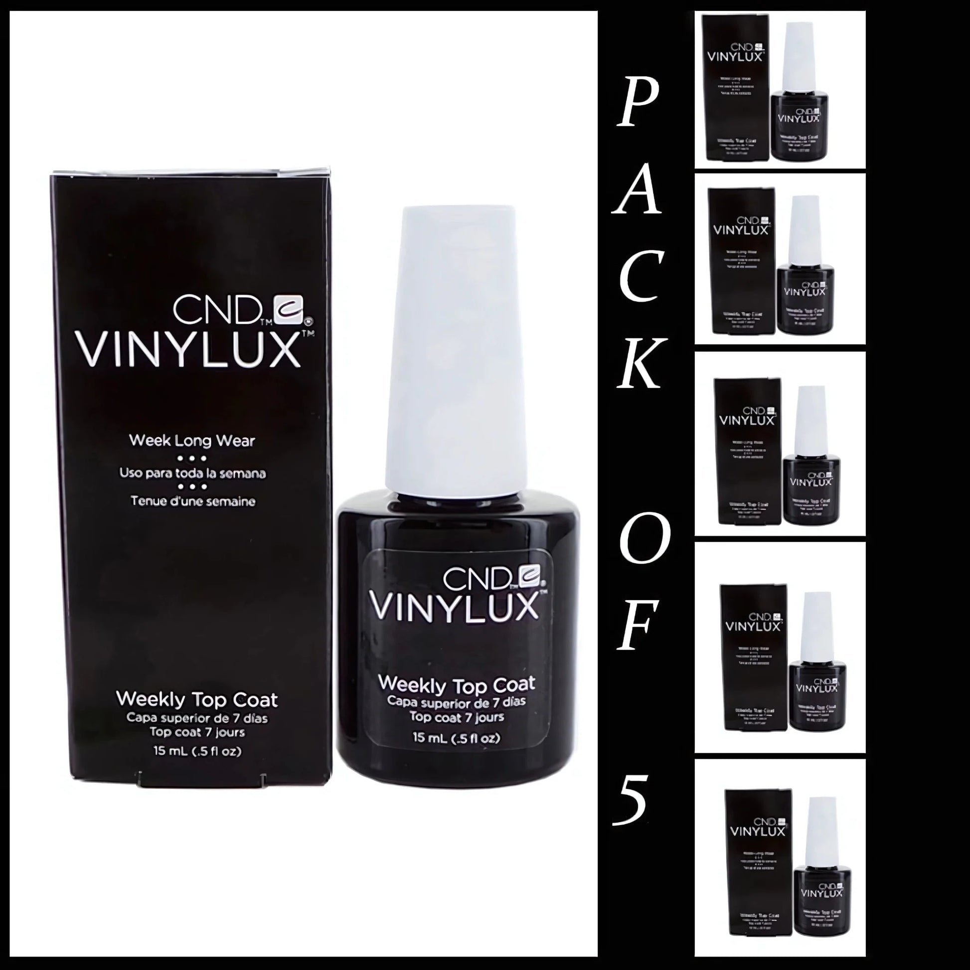 Pack of 5 CND Vinylux Weekly Top Coat pak