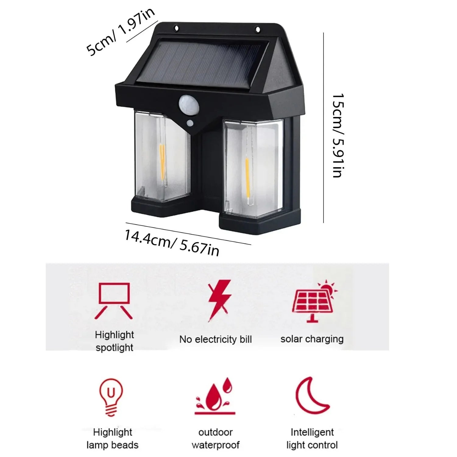 Solar Motion Sensor Wall Lamp Cyntinostore