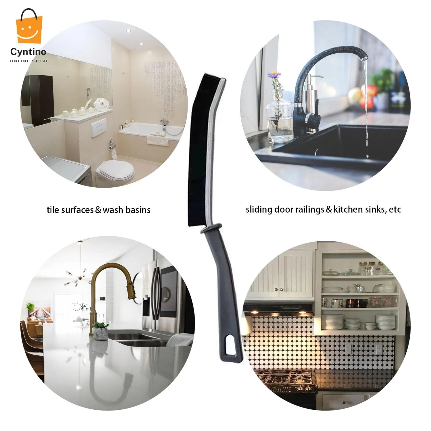 Multipurpose Gap Cleaning Brush with Long Handle Tile Scrubber for Hard-to-Reach Areas Cyntinostore