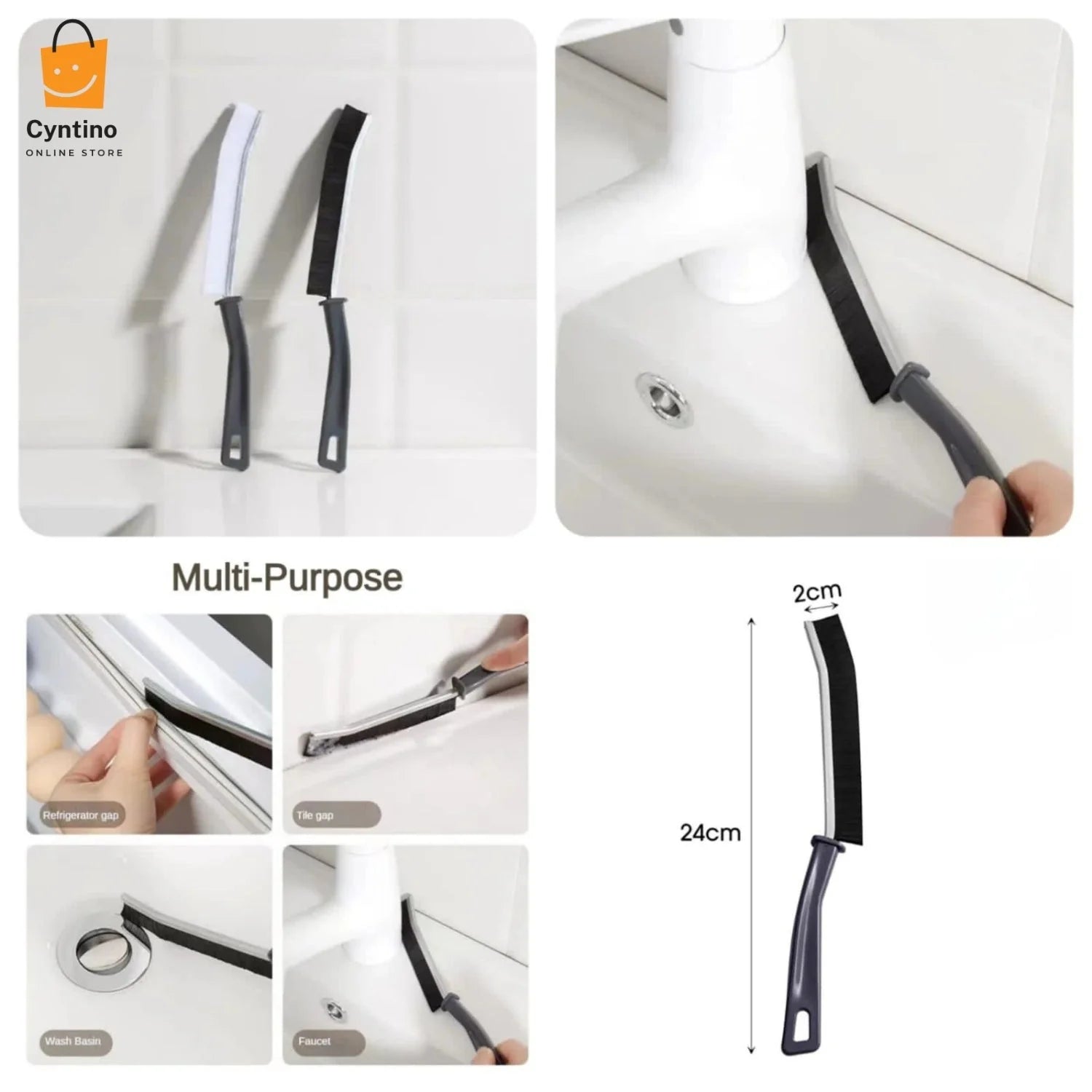 Multipurpose Gap Cleaning Brush with Long Handle Tile Scrubber for Hard-to-Reach Areas Cyntinostore