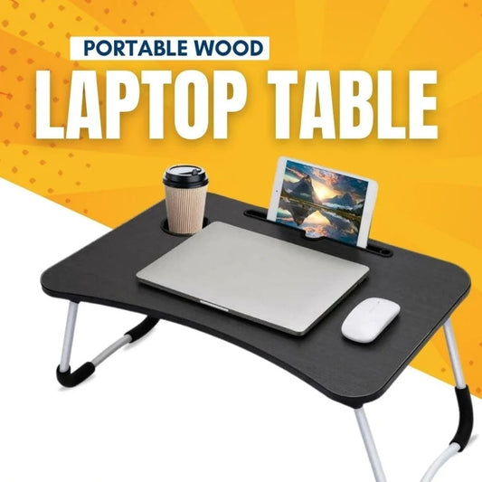 Foldable Laptop Bed Desk with Cup & Phone Holder