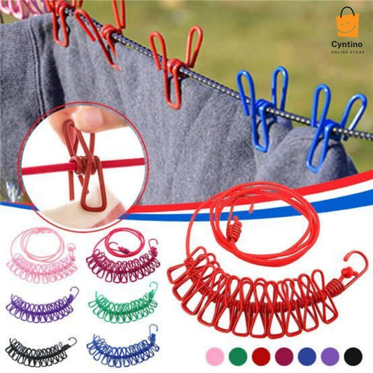 Adjustable Camping Clothesline with Clips Portable Elastic Travel Dryer Rope Cyntinostore