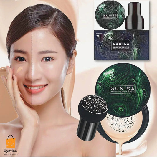 SUNISA Mushroom Head Air Cushion BB/CC Cream Moisturizing, Breathable, Natural Finish Foundation with Concealer Effect Cyntinostore