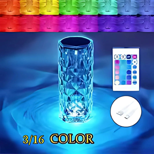 Crystal Table Lamp 16-Color Rose Projector Night Light Cyntinostore