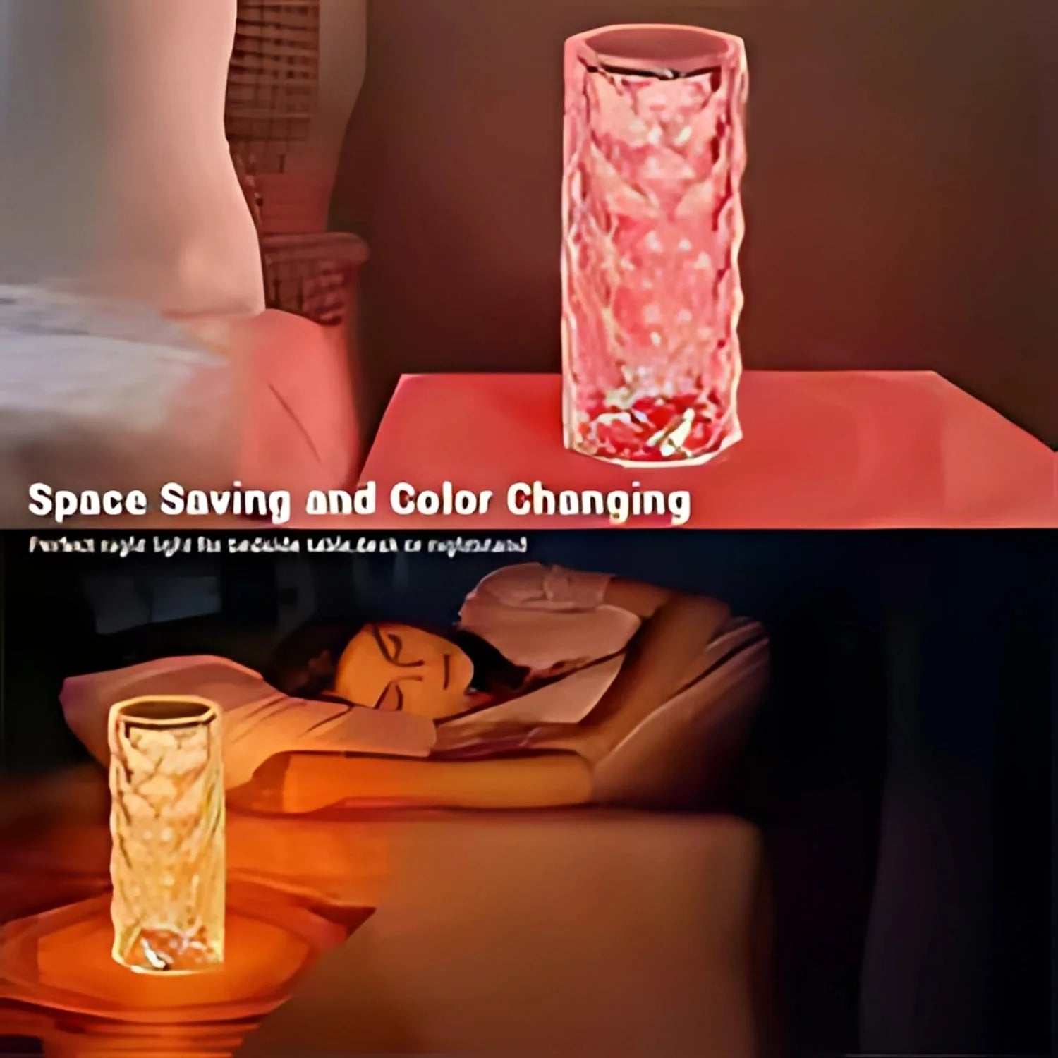 Crystal Table Lamp 16-Color Rose Projector Night Light Cyntinostore