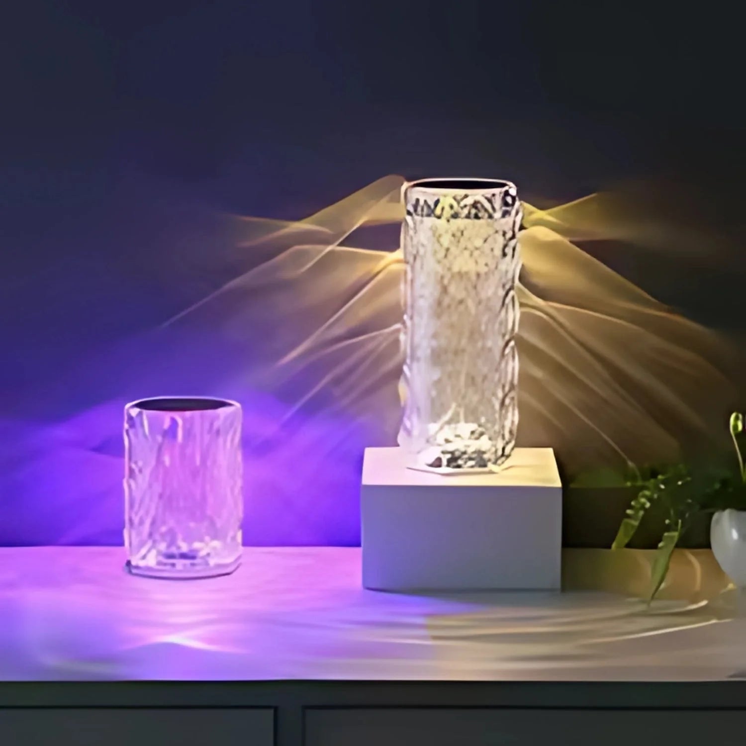 Crystal Table Lamp 16-Color Rose Projector Night Light Cyntinostore