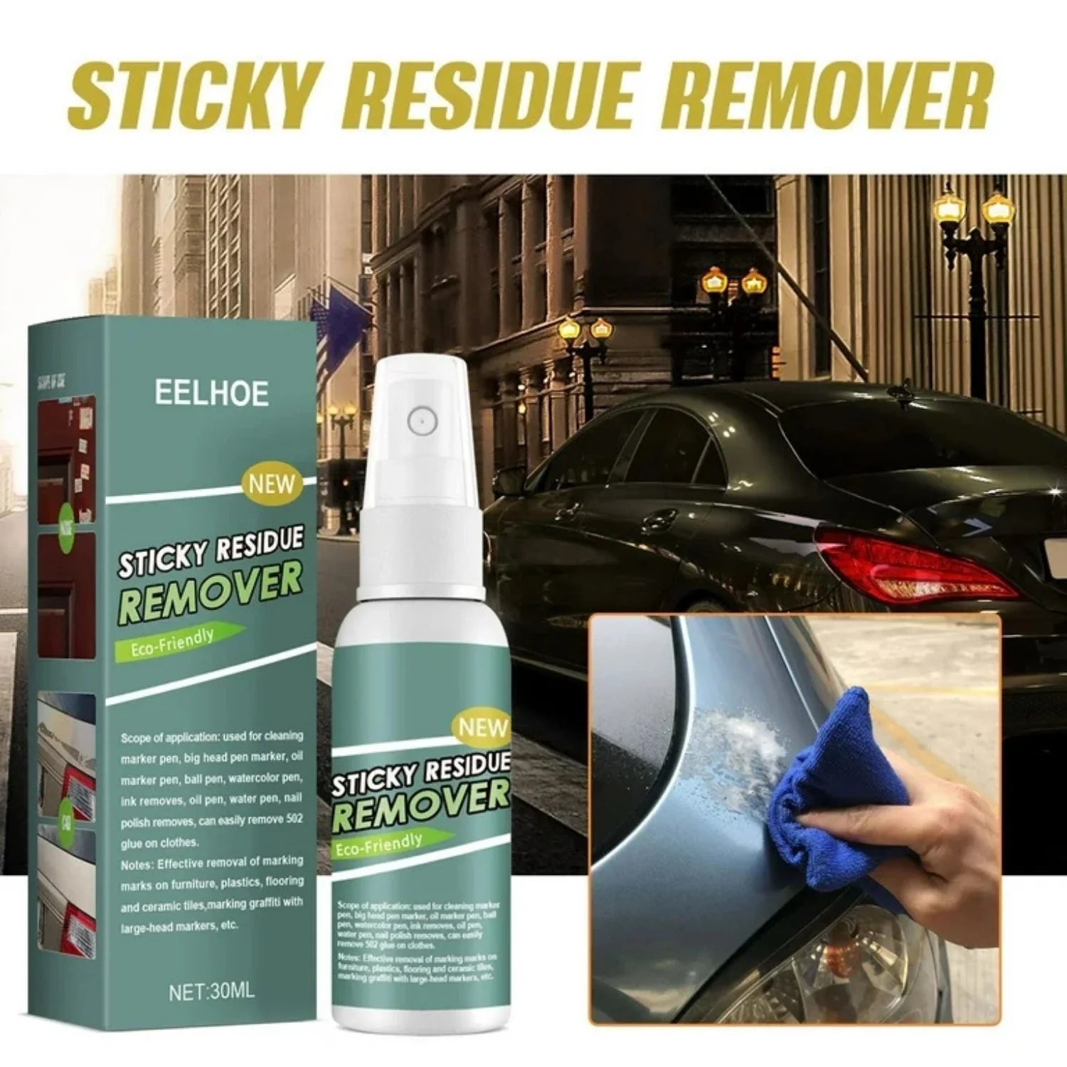 30ml Label & Adhesive Remover Spray Fast Acting Household Cleaner for Stickers, Glue, Tape Residue, Stains & Marks Multipurpose Spot Remover for Home, Car & Office Use Cyntinostore
