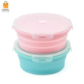 pack of 2 Foldable Silicone Lunch Box Reusable Bento Container with Lid  Microwave & Dishwasher Safe Compact, Portable Meal Storage for School, Office, Travel Cyntinostore