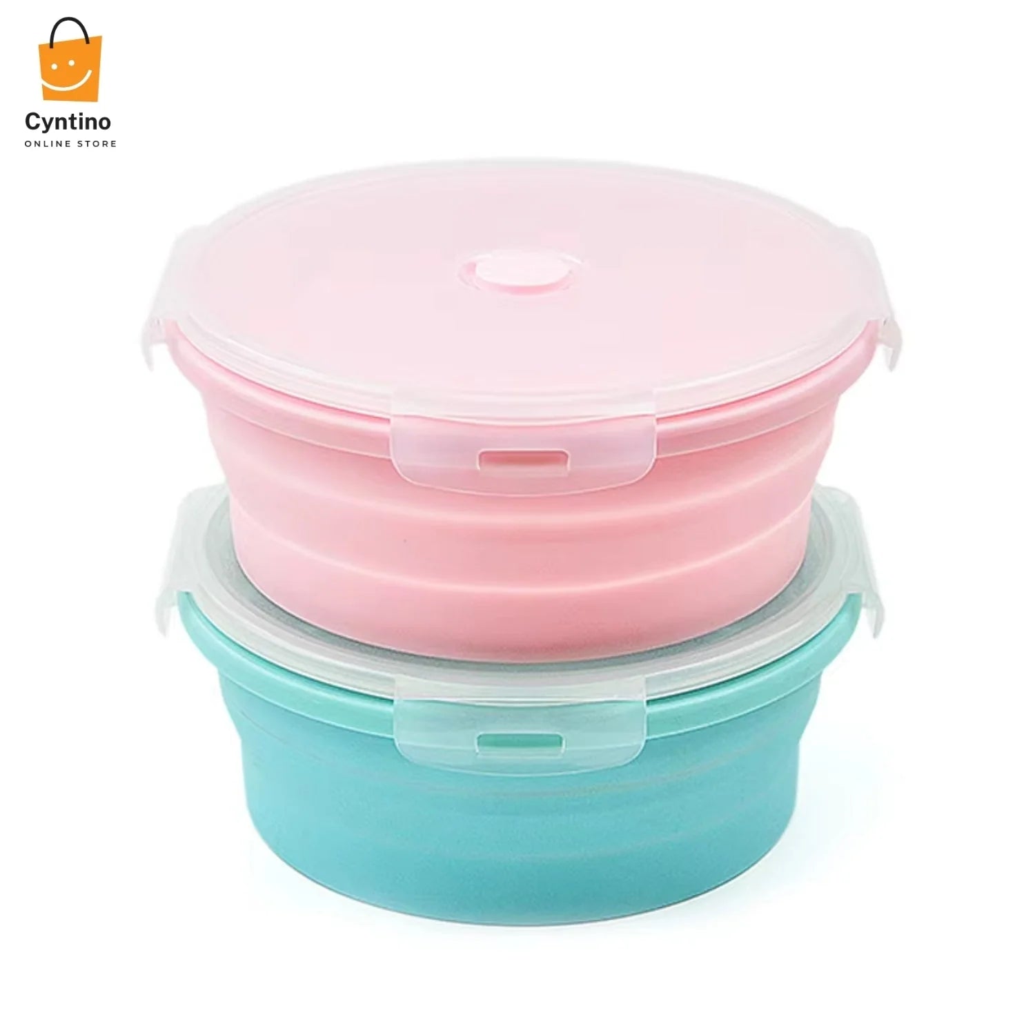 pack of 2 Foldable Silicone Lunch Box Reusable Bento Container with Lid  Microwave & Dishwasher Safe Compact, Portable Meal Storage for School, Office, Travel Cyntinostore