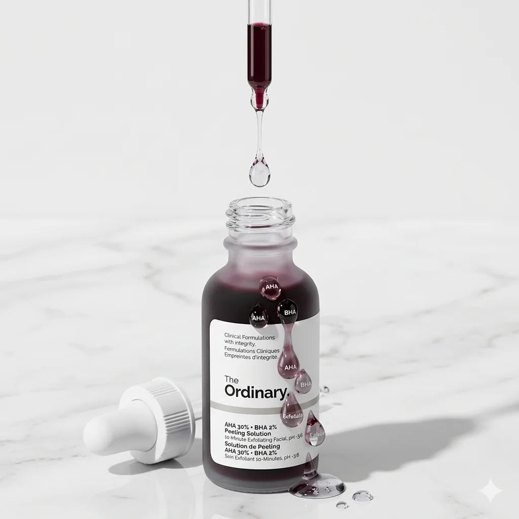 The Ordinary AHA 30 BHA 2 peeling solution red serum bottle