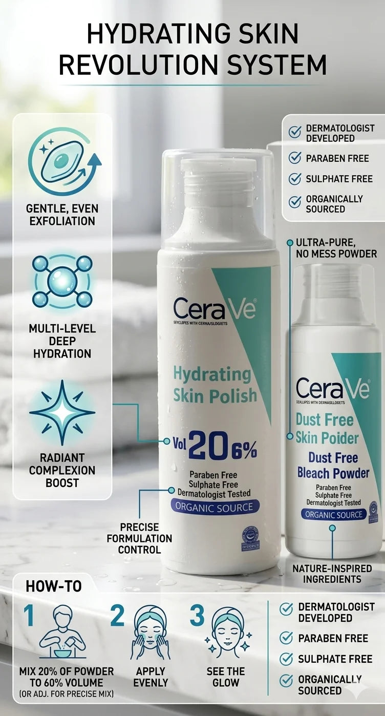 CeraVe hydrating skin products with features and usage instructions on a white background