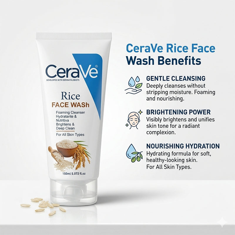 rice face wash for brightening and smooth skin gentle cleanser Pakistan