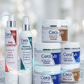 CeraVe skincare products displayed on a blurred background