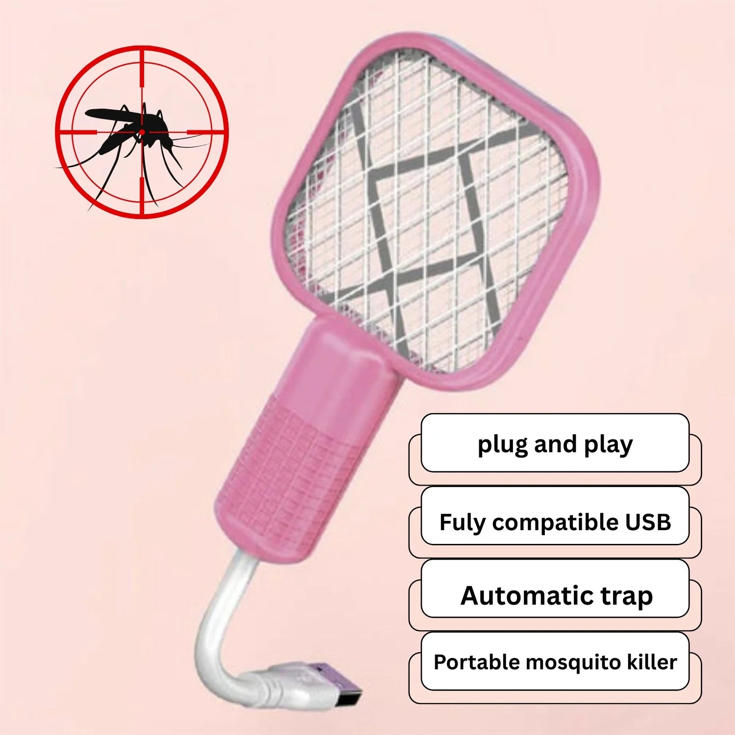 Mini Rechargeable Mosquito Killer Racket  Portable Electric Bug Zapper Cyntinostore